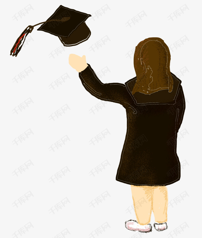 清新毕业季再见青春女生插画