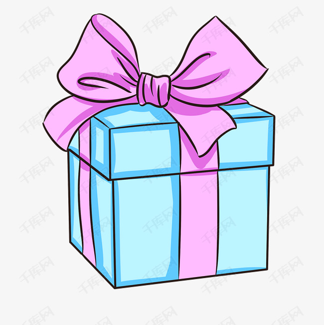 蓝色方形礼品盒插画