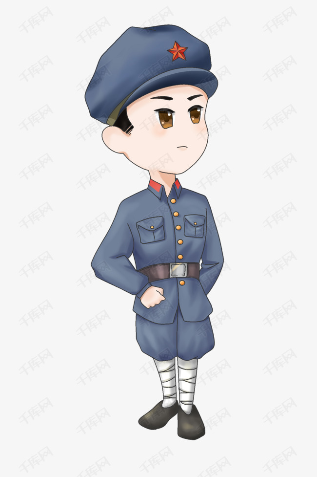 卡通手绘红军战士插画素材图片免费下载_高清