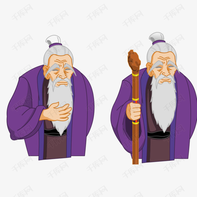 可爱土地公公手绘矢量图