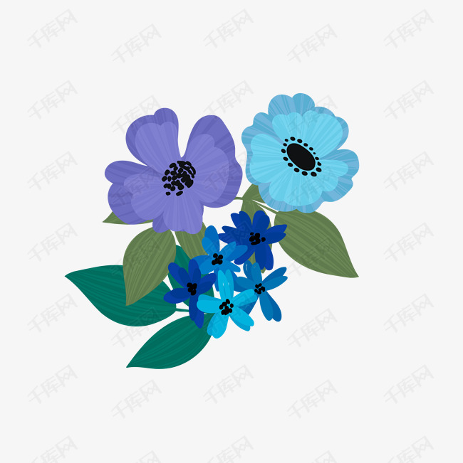 矢量卡通美丽花朵装饰插画