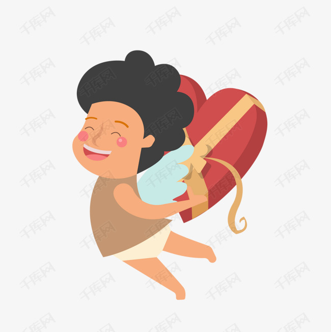 相片情人节卡通丘比特矢量图