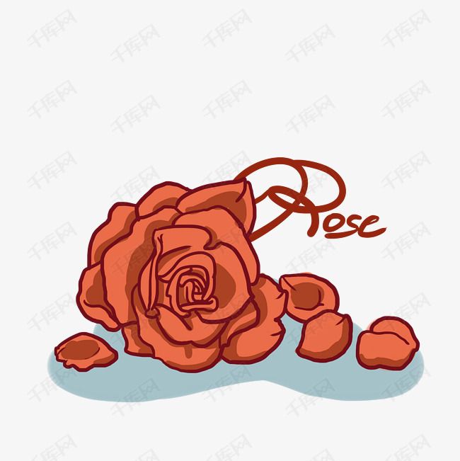 红玫瑰花设计插画