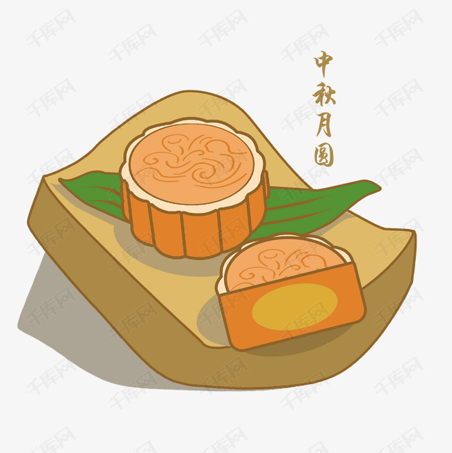 中秋节手绘卡通月饼一盘素材图片免费下载_高清psd_千