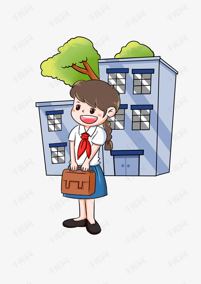 校园系列校服卡通女孩手绘插画