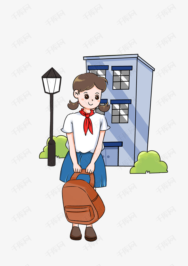 校园系列校服卡通女孩手绘插画