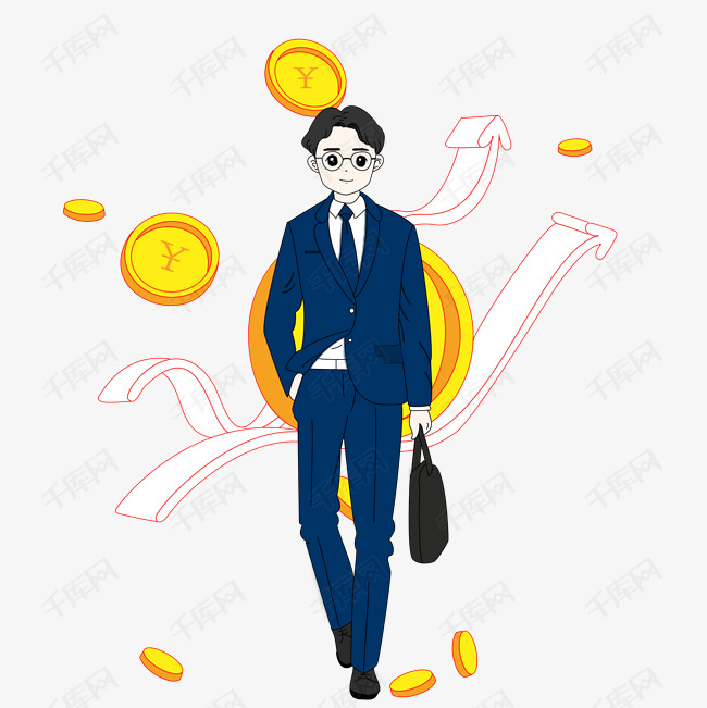 金融帅气先生手绘矢量图