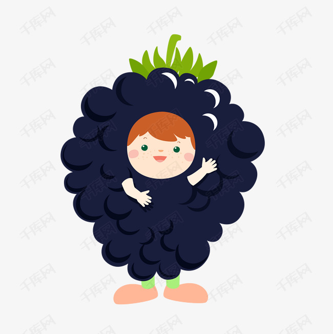 卡通可爱葡萄矢量男孩插画