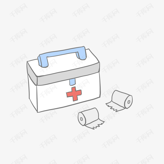 插画的素材免抠手绘医疗救死扶伤医生护士医疗用品纱布插画急救箱医疗