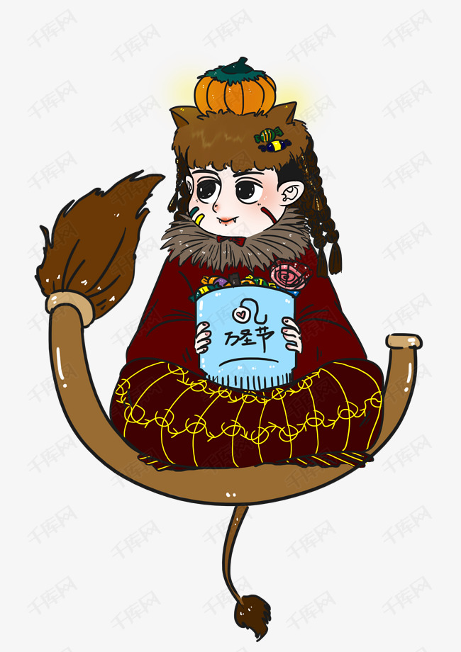 万圣节狮子座女巫q版卡通人物
