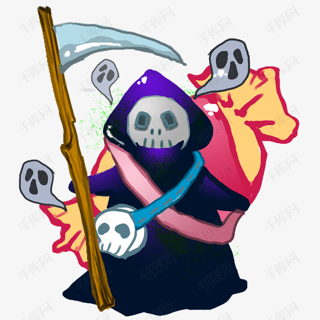 死神来了万圣节主题卡通插画