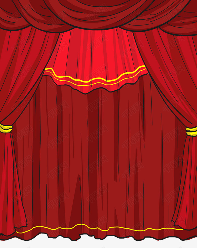 闭幕帷幕舞台幕布插画