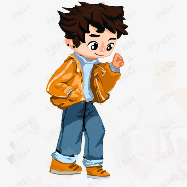时尚穿夹克的小男孩免抠