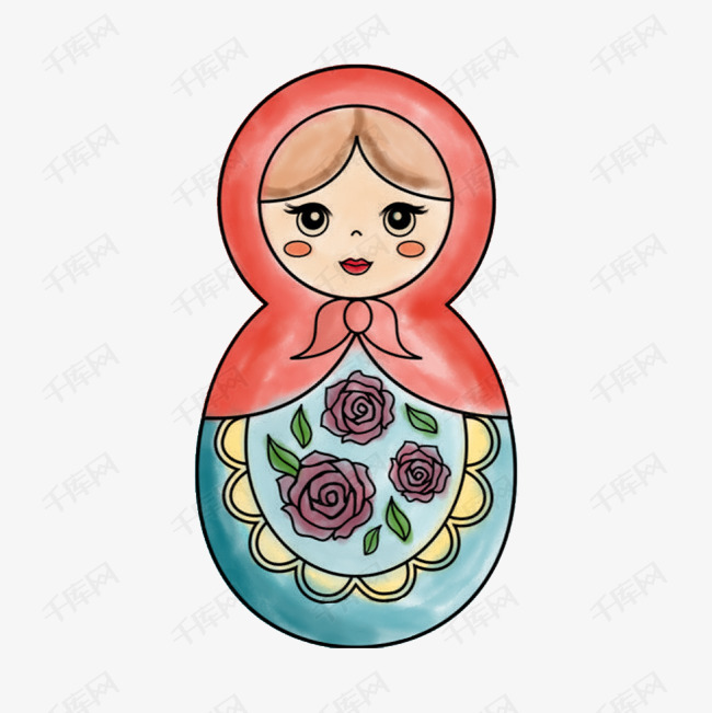卡通手绘俄罗斯套娃免抠png