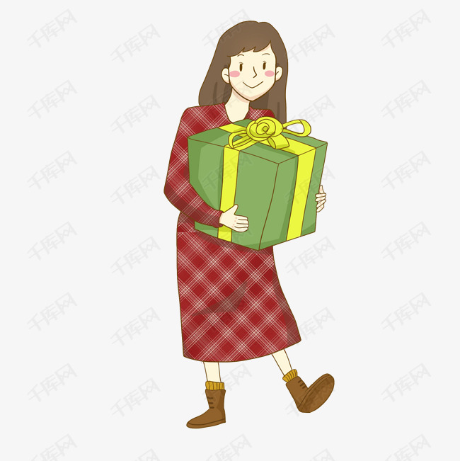 双十一狂欢购物节收到礼物的女孩免抠png素材