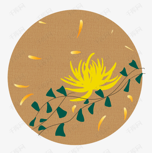 手绘中国风圆形装饰插画