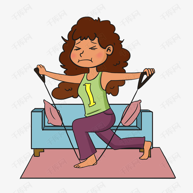 手绘卡通插画弹力绳运动