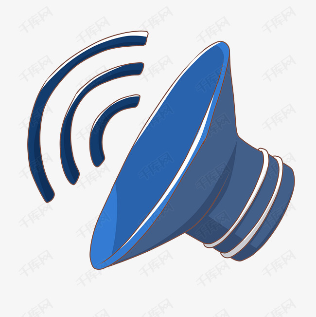 蓝色喇叭声波设备插画