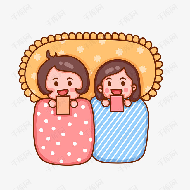 冬季冬天裹被子穿着保暖的人暖色卡通可爱免扣