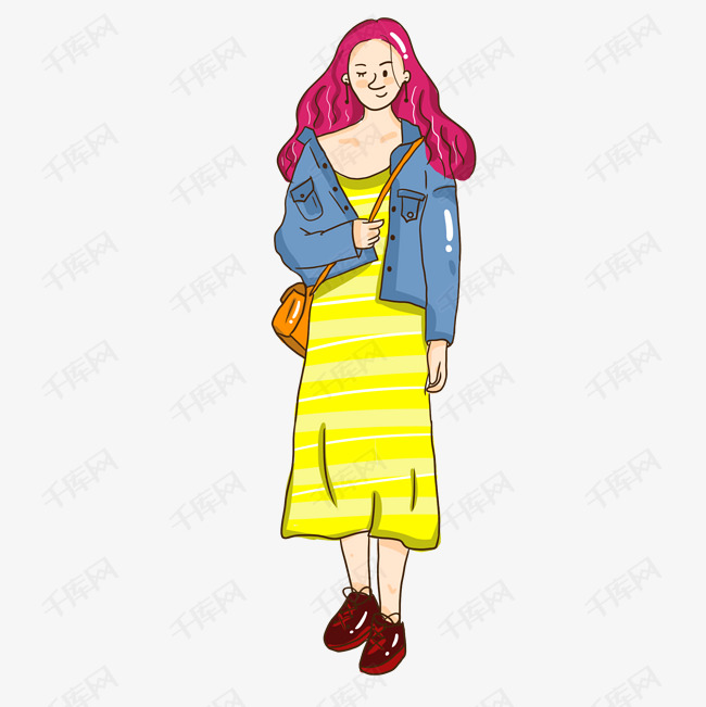 简约活泼可爱女孩手绘插图psd源文件