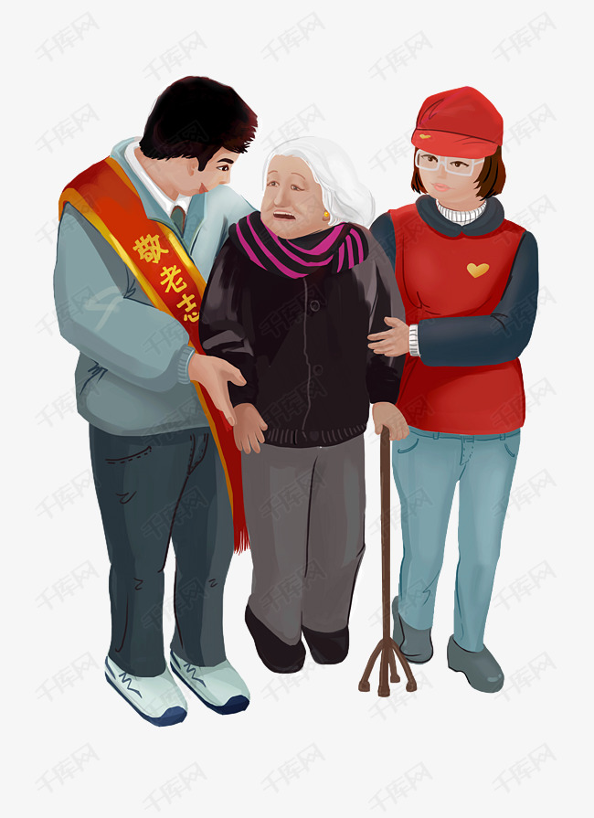 志愿者服务之关爱老人 搀扶老人素材图片免费下载_高清psd_千库网