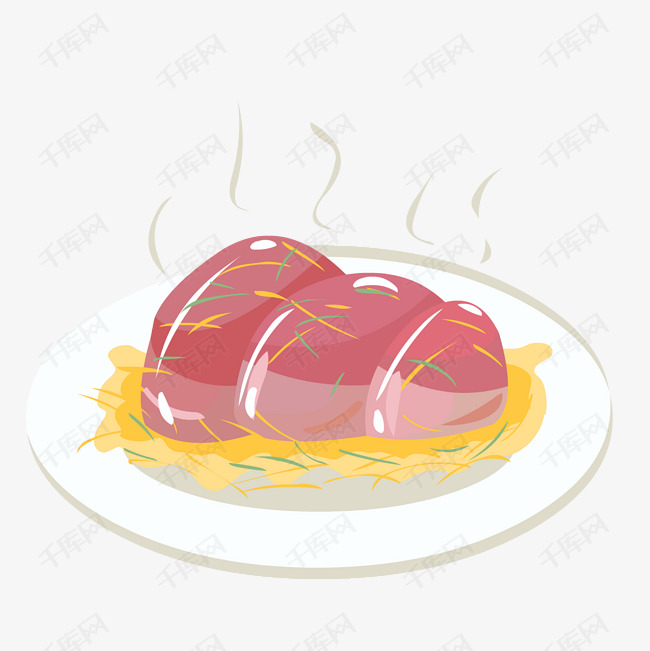冬季热气腾腾的简笔画小清新美食大块酱牛肉