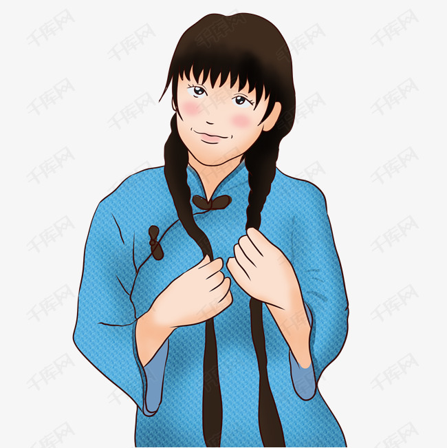 民国风少女卡通插画