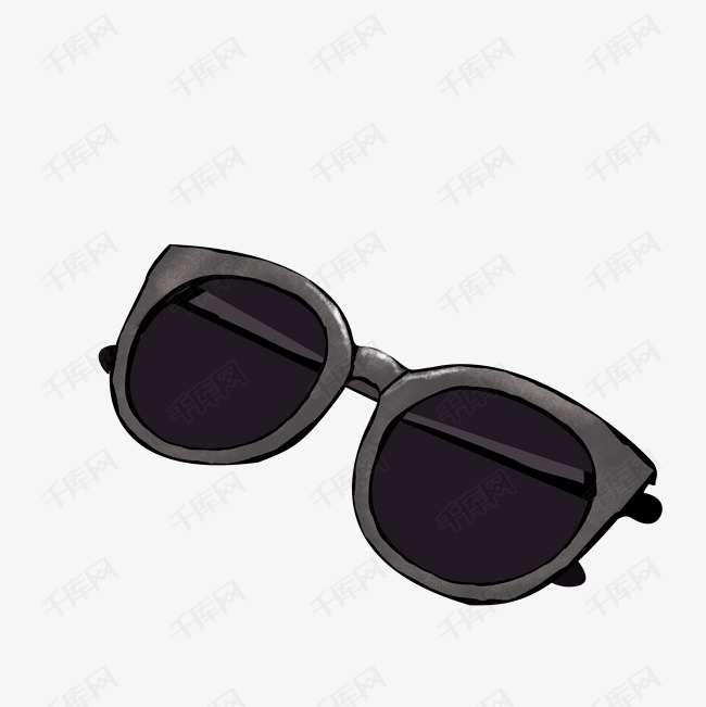 深色太阳镜遮阳眼镜插画手绘免扣