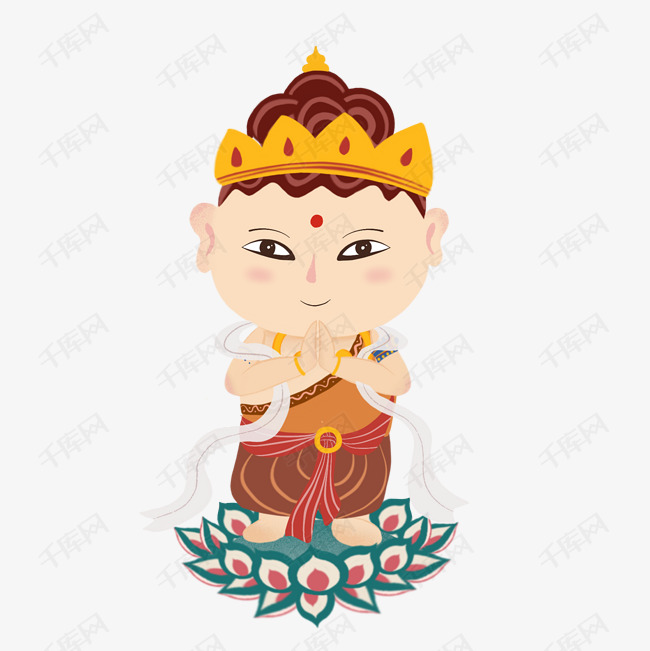 敦煌壁画飞天佛像卡通手绘插画