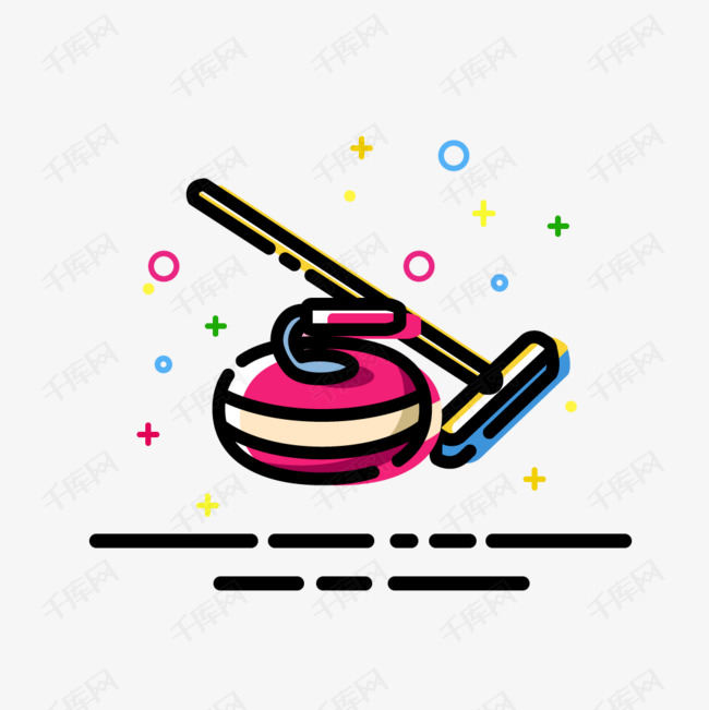 手绘mbe风格冰壶插画