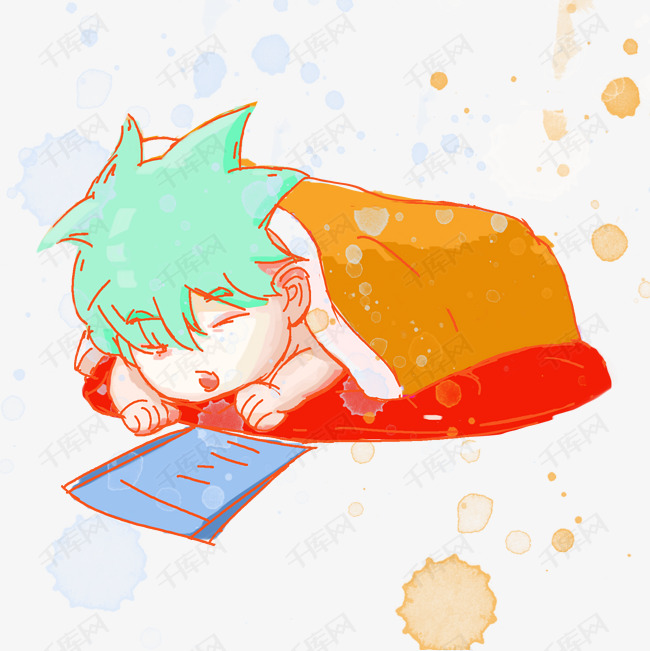 冬天暖色系卡通手绘风格熬夜补作业免扣