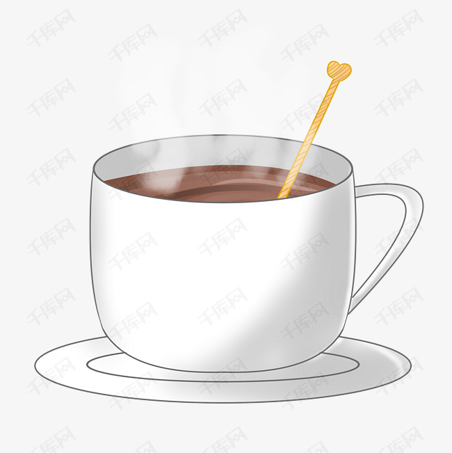 手绘冬季饮料一杯热可可插画