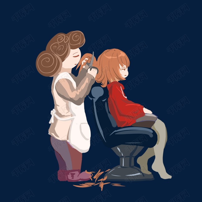 光棍节卡通手绘风剪头发