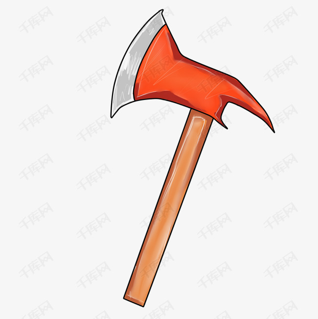 手绘消防安全器材斧头