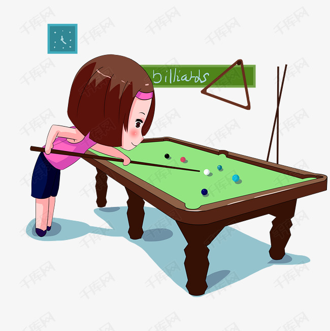 台球手绘卡通人物png素材图片免费下载_高清psd_千库网(图片编号11468