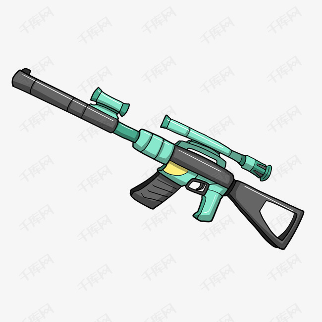 绿色枪械狙击枪插画