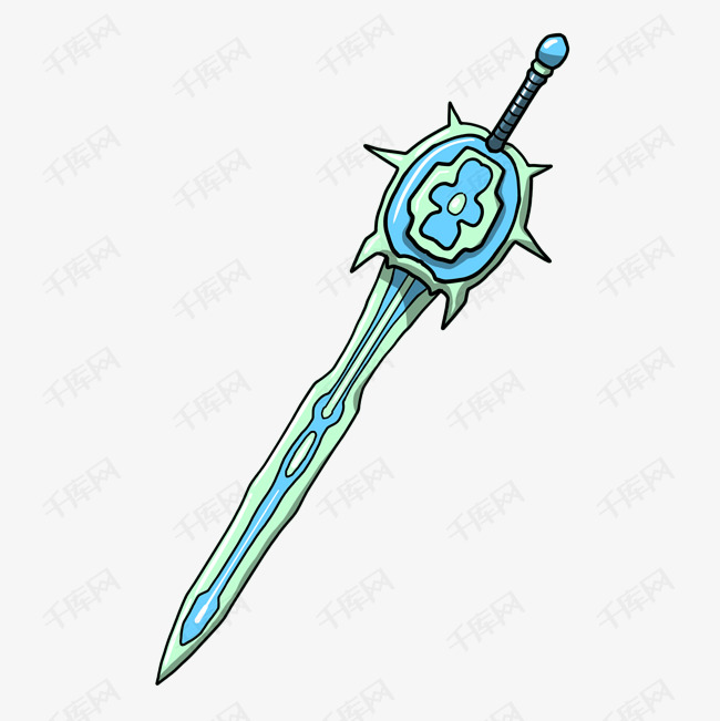 卡通绿色装饰宝剑