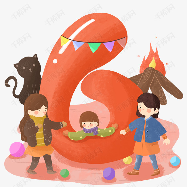 手绘卡通可爱新年春节跨年倒计时素材图片免费