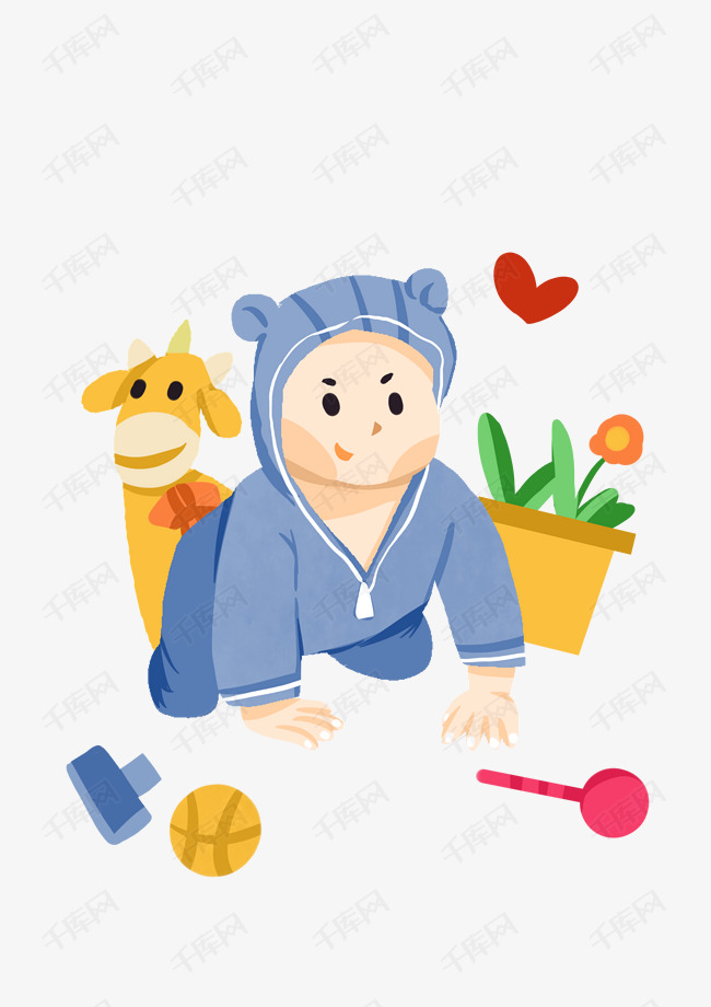 手绘母婴娃娃插画