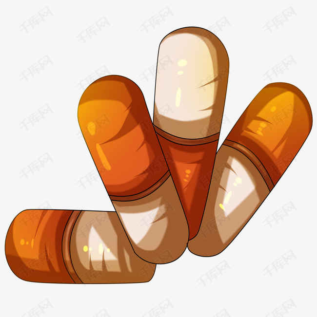 手绘胶囊药物插画