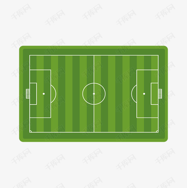 手绘绿色的足球场插画