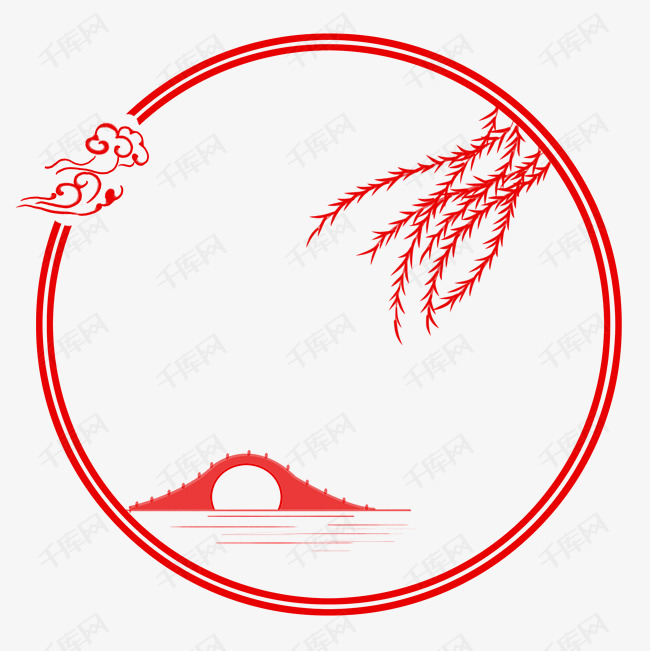 卡通手绘圆形剪纸边框