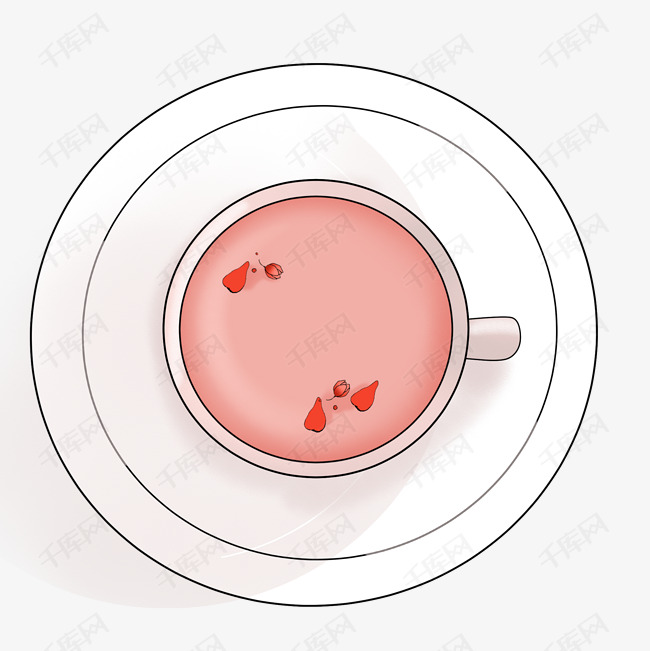 粉色玫瑰茶饮品插画