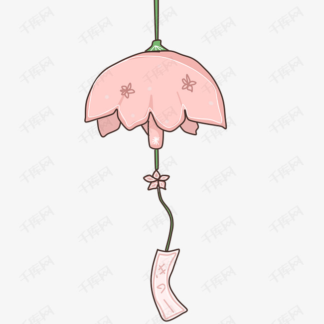 手绘花瓣风铃插画