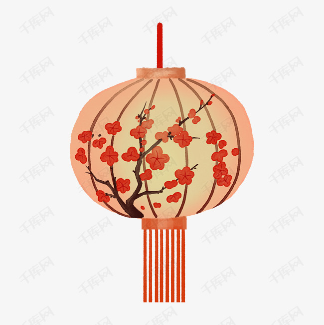 唯美古风水彩梅花灯笼