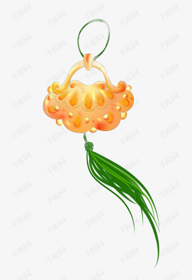 黄色花纹玉佩插画