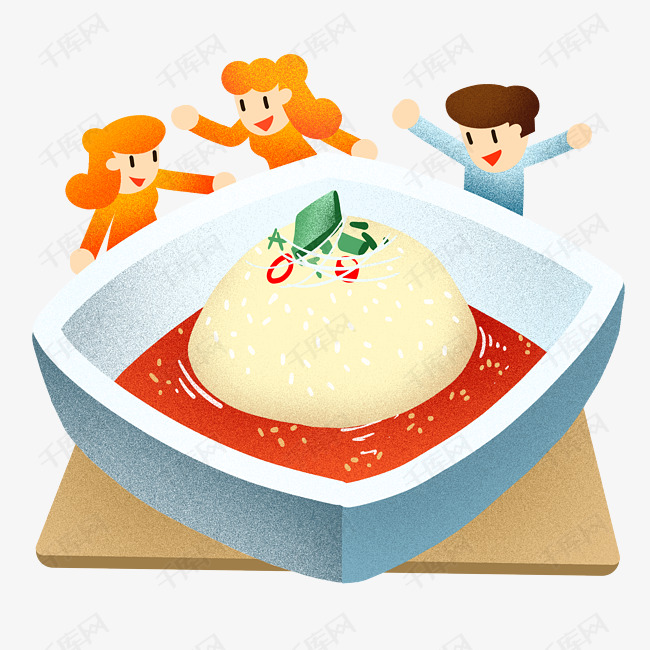 年夜饭洋芋糍粑插画