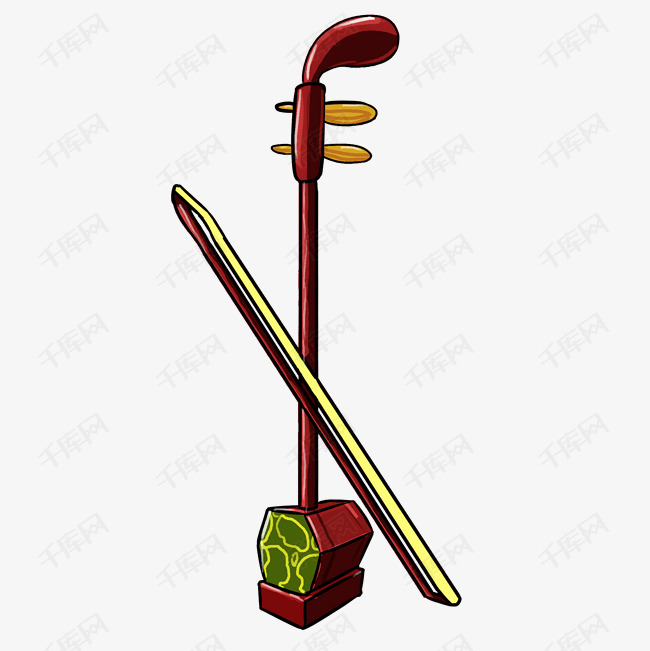 红色二胡手绘插画