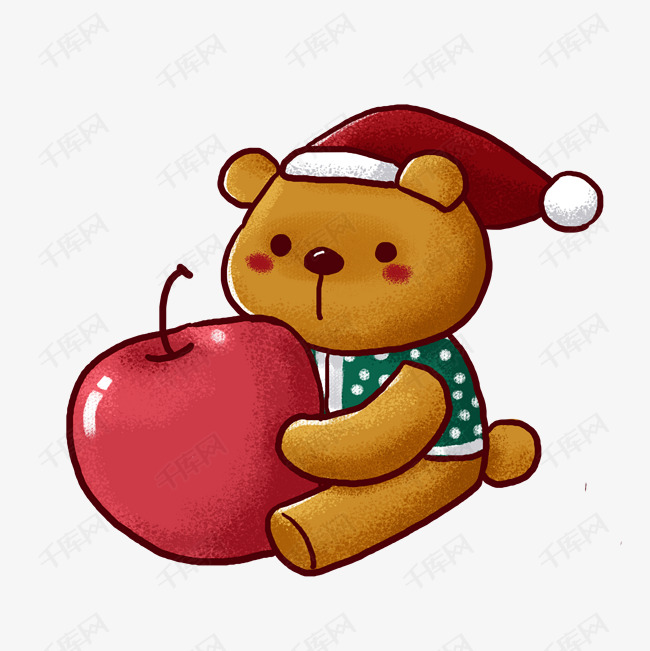 手绘圣诞节的平安果png免抠素材
