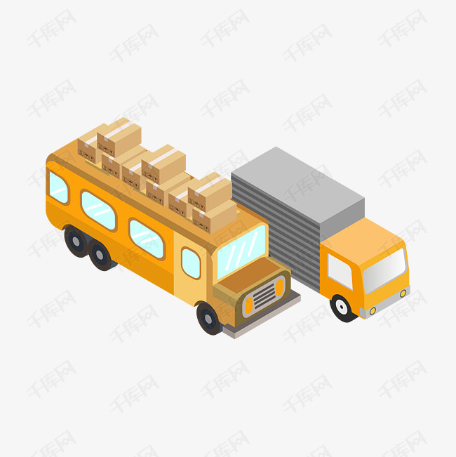 矢量手绘卡通货车